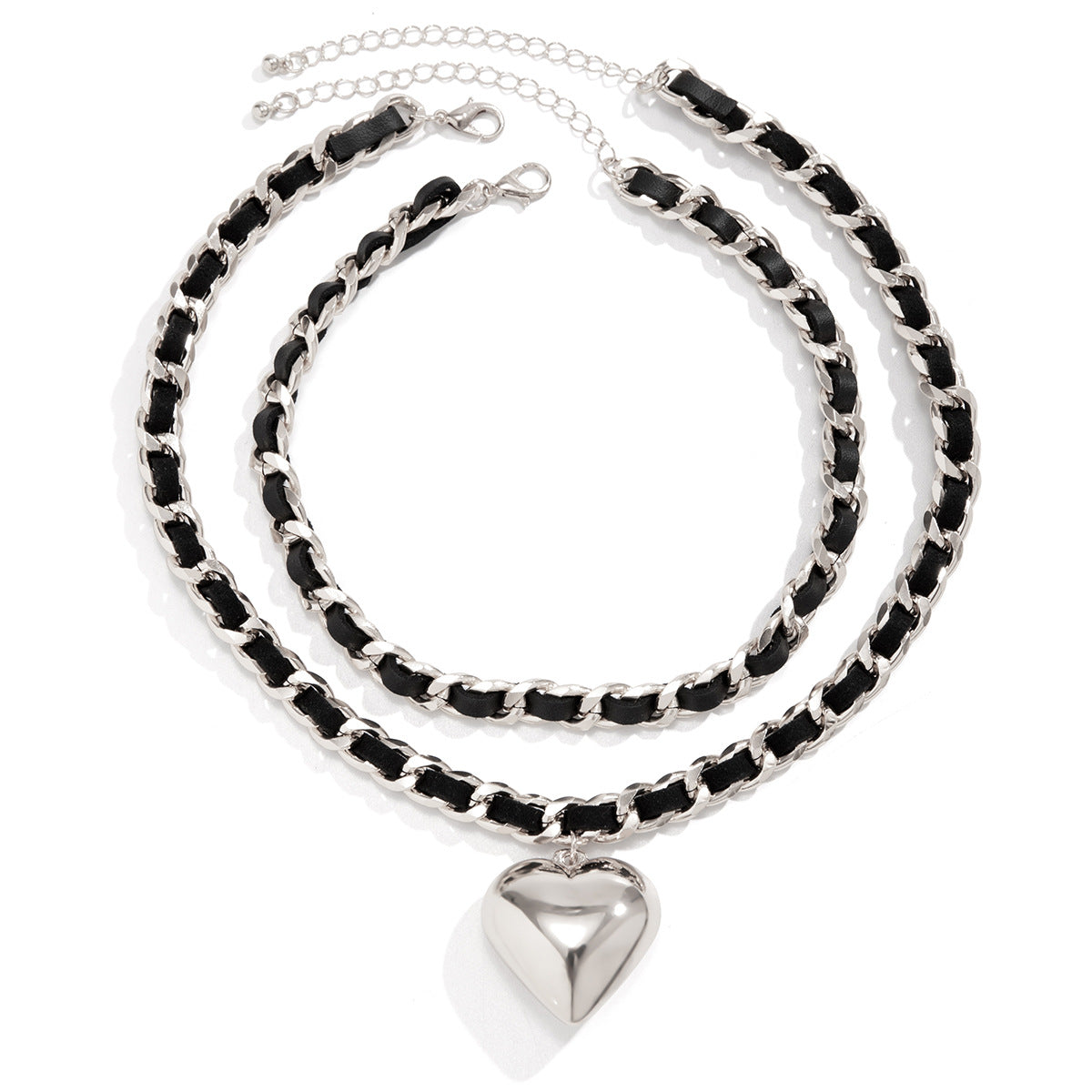 Big Love Dubbelskiktskedjor Design Halsband Dam Street Punk Style Halsband Modesmycken