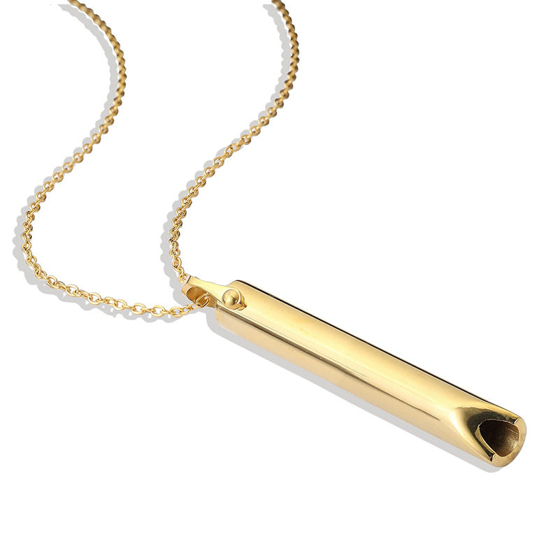 Sifflet en acier titane méditation Samma-sati respiration décompression anxiété Yoga collier pendentif en acier inoxydable