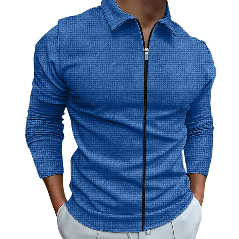 Vêtements pour hommes Style gaufré veste zippée à revers hauts de sport de plein air