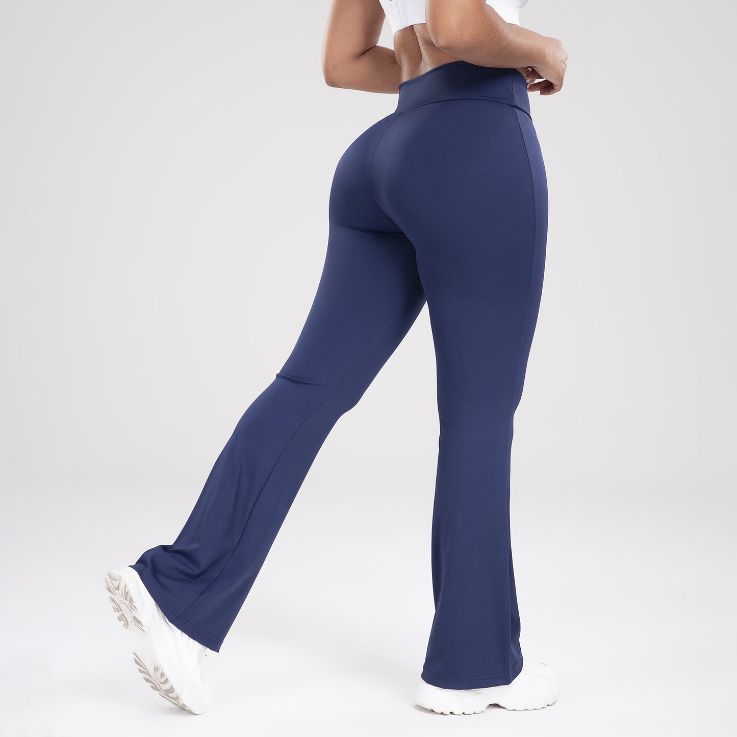 Kors midja sidoficka Fritid Sport Bell-bottom Byxor Slim Fit Yoga Byxor Dam