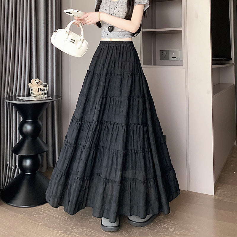 Multi-layer Wooden Ear Stitching Tiered Skirt