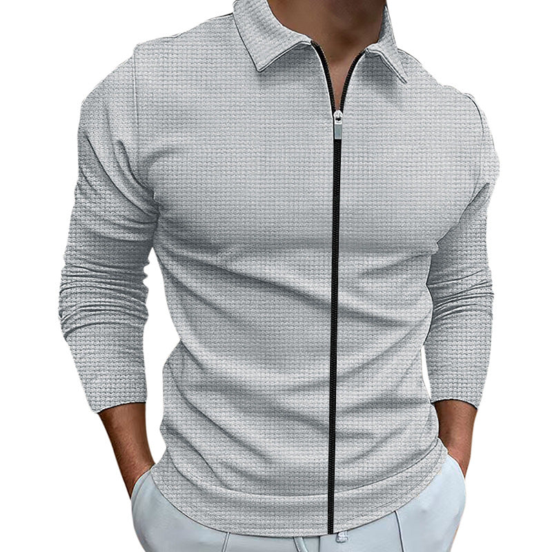 Vêtements pour hommes Style gaufré veste zippée à revers hauts de sport de plein air