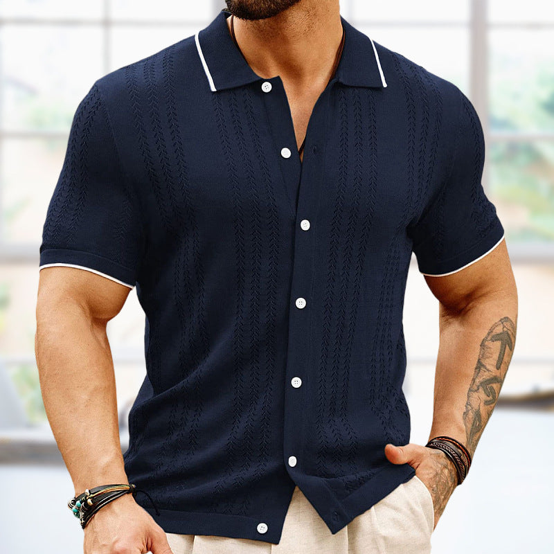 Polo d'été à manches courtes pour hommes, haut à revers avec boutons, vêtements d'affaires à la mode