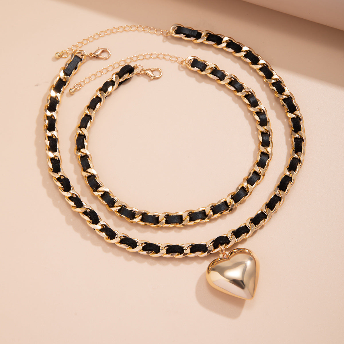 Big Love Dubbelskiktskedjor Design Halsband Dam Street Punk Style Halsband Modesmycken