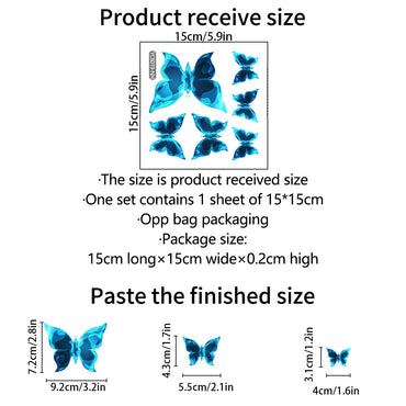 Petit papillon lumineux bleu, autocollants lumineux pour chambre à coucher, salon, décoration de maison
