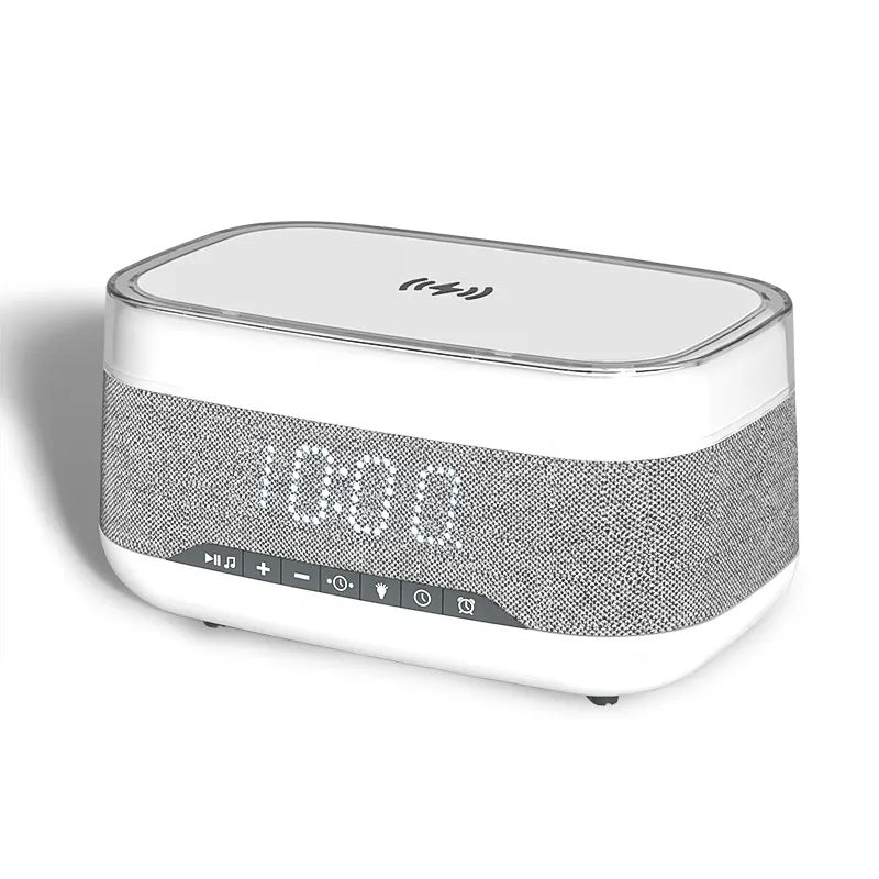 Réveil multifonctionnel Intelligent, haut-parleur Bluetooth, chargeur sans fil, Charge rapide, horloge d'ambiance, veilleuse, décoration de la maison