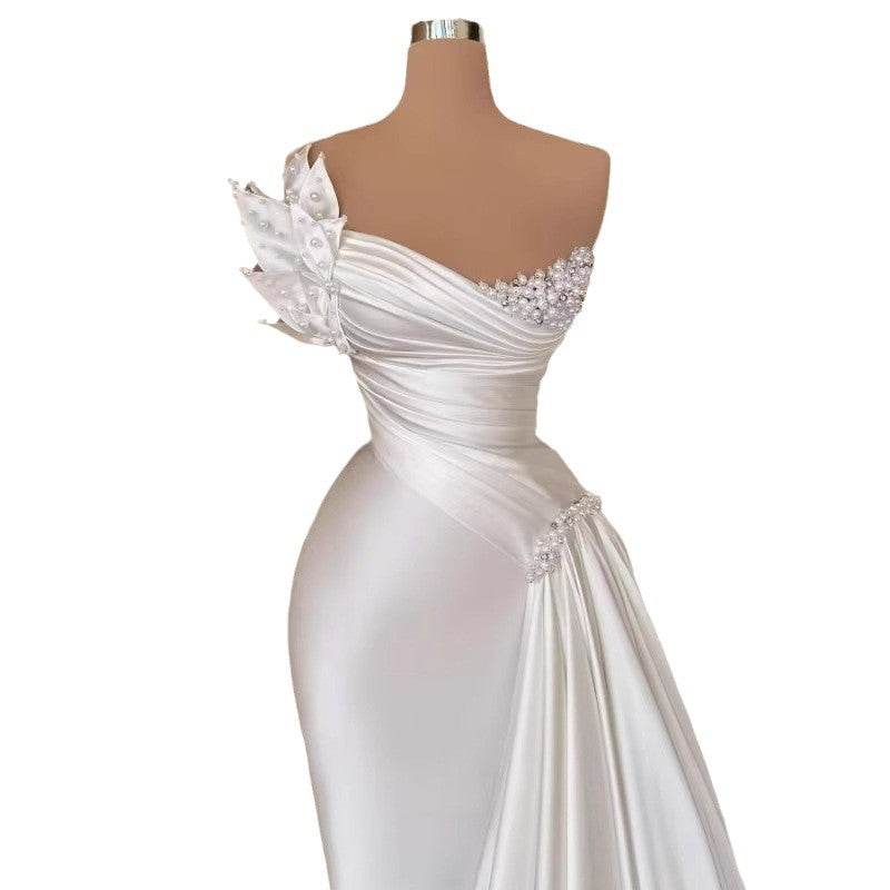 White Graceful Satin Wedding Dress - Simple & Lightweight