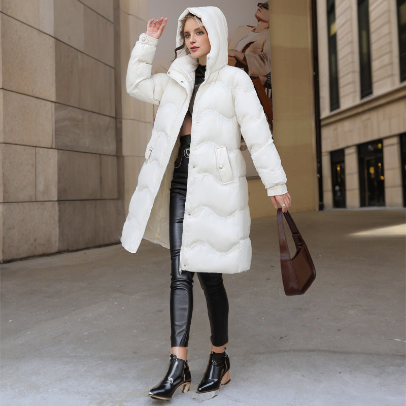 Veste d'hiver mi-longue en duvet de coton pour femme