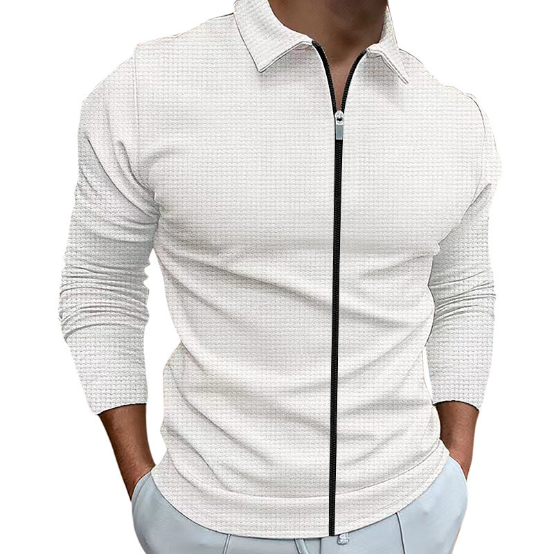 Vêtements pour hommes Style gaufré veste zippée à revers hauts de sport de plein air