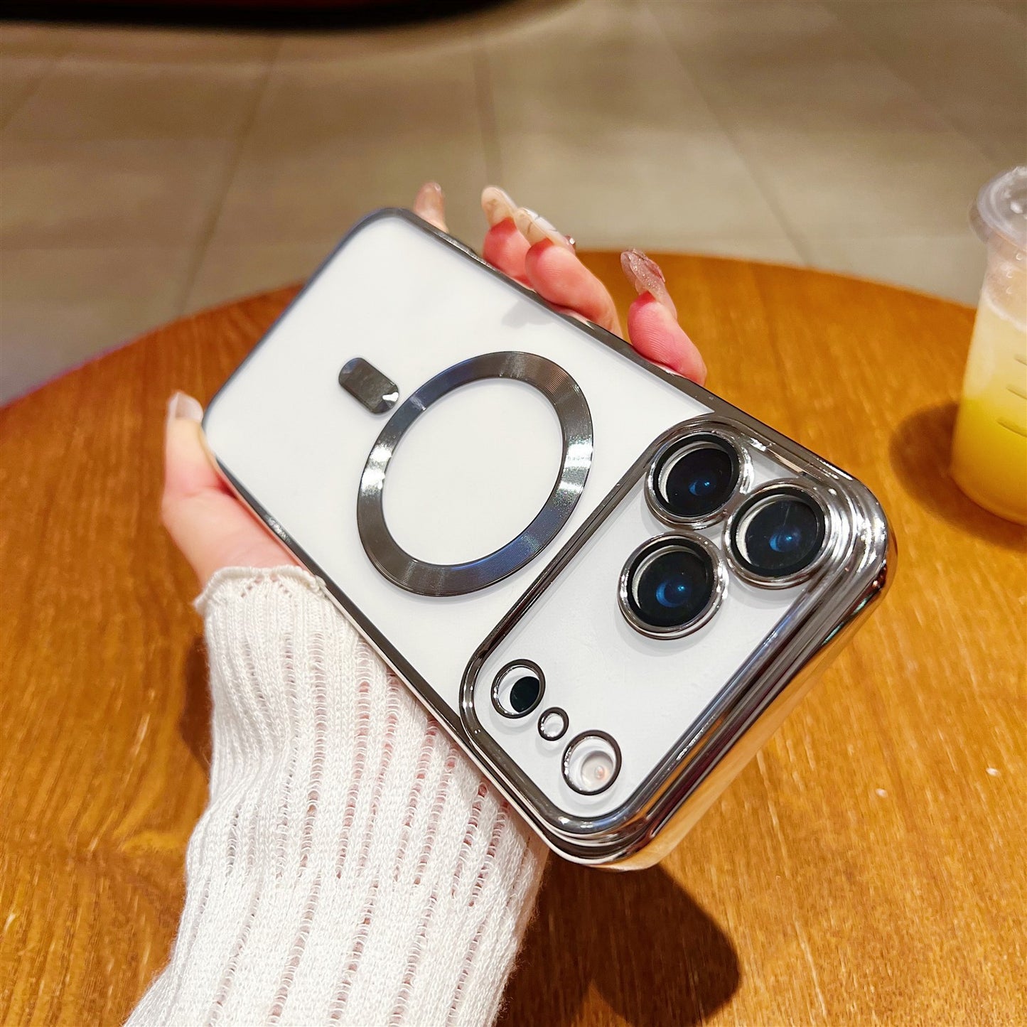 Phone Case Magnetic Suction With Tail Electroplating Transparent Lens Protector