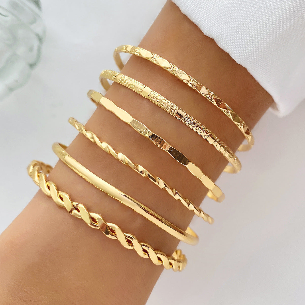 Bohemian Metal Chain Armband Set För Kvinnor Geometrisk Guld Färg Tjock länkkedja Armband Kvinnliga Modesmycken