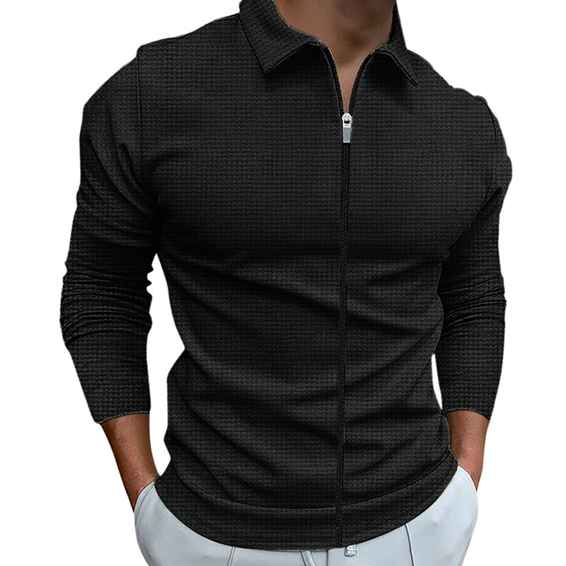 Vêtements pour hommes Style gaufré veste zippée à revers hauts de sport de plein air