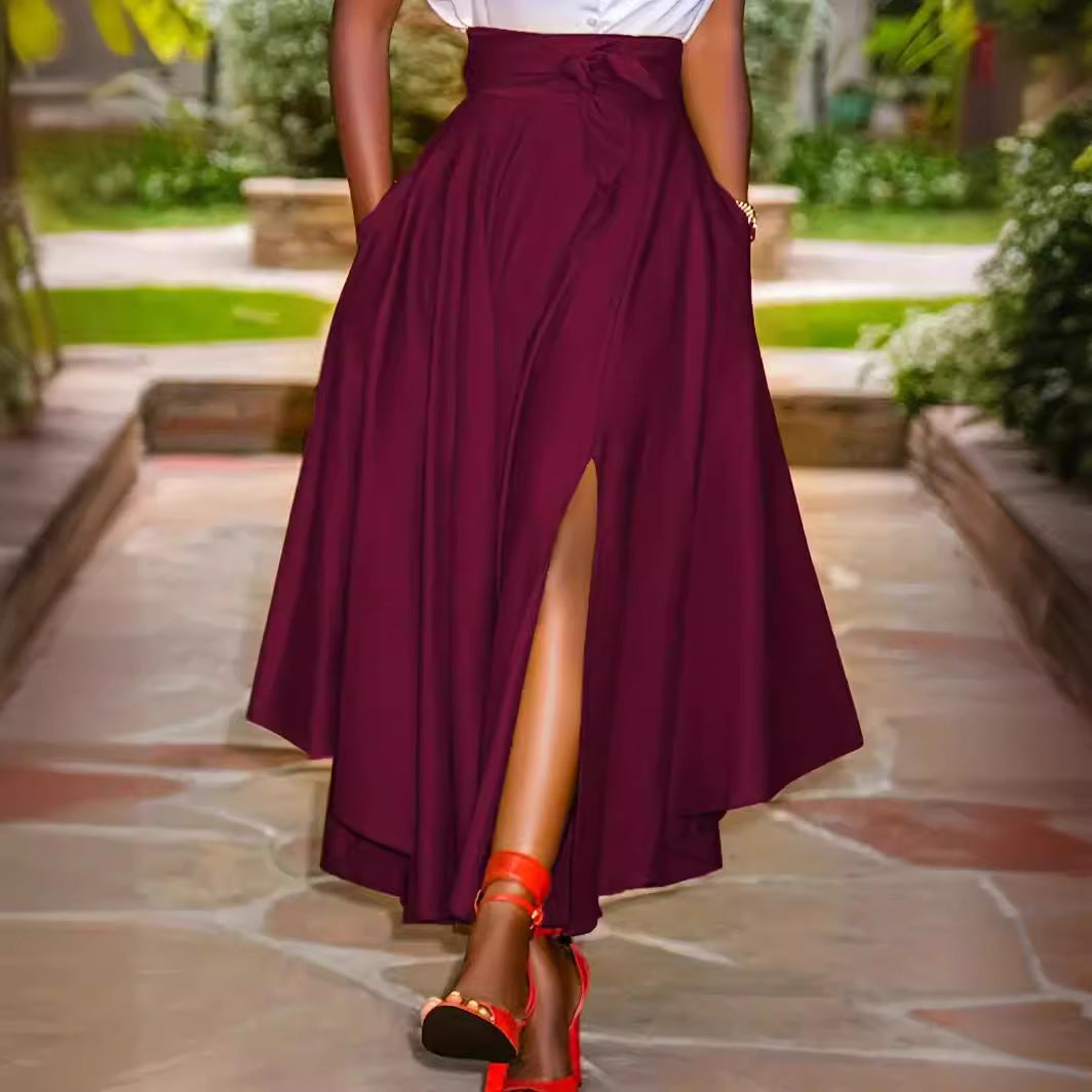 Professional Casual Women's Midi Ruffled Skirt - Cotton Flounced Design (4 Colors, XS-XXL, Mid-Length)