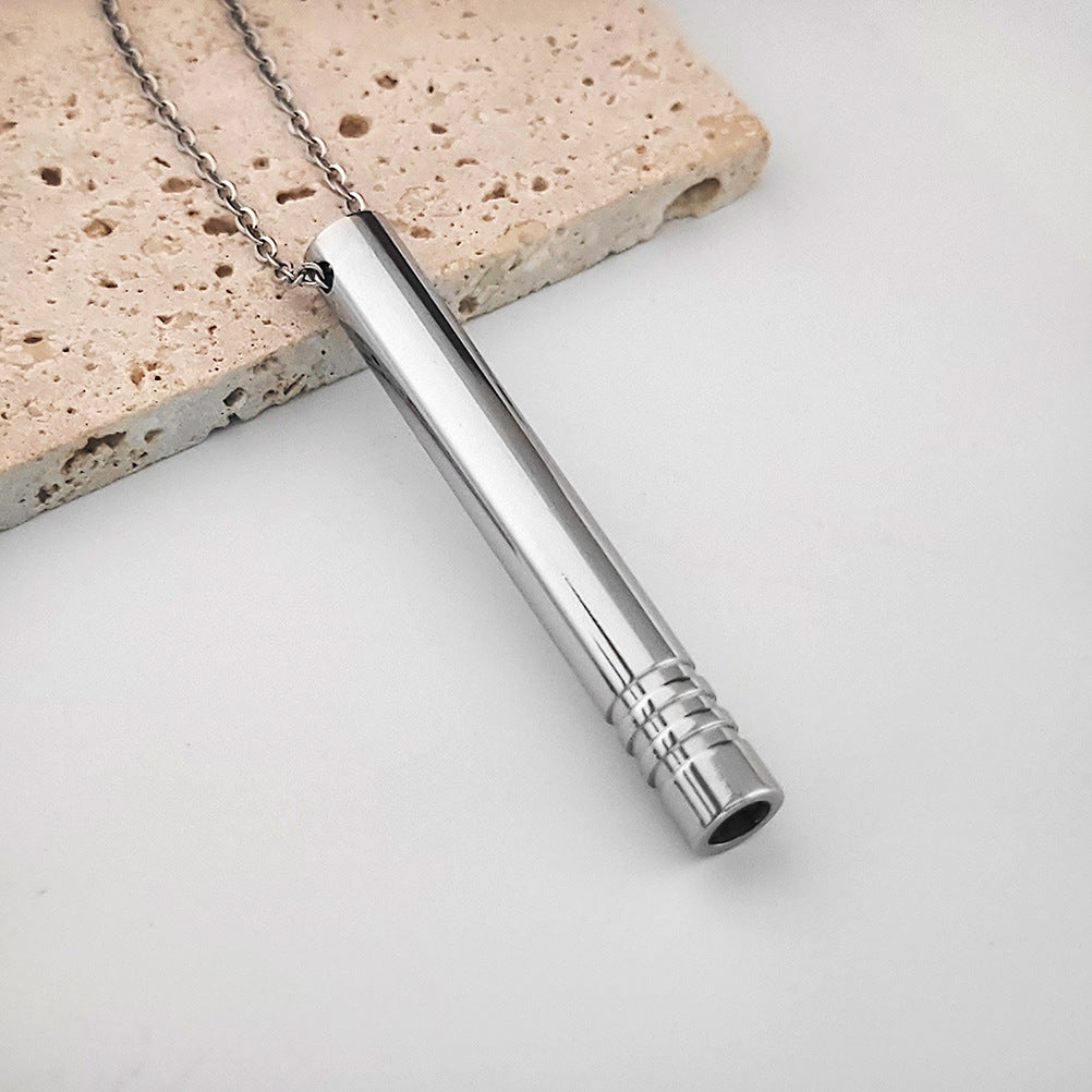 Sifflet en acier titane méditation Samma-sati respiration décompression anxiété Yoga collier pendentif en acier inoxydable