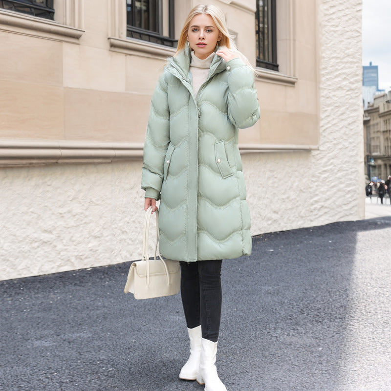 Veste d'hiver mi-longue en duvet de coton pour femme