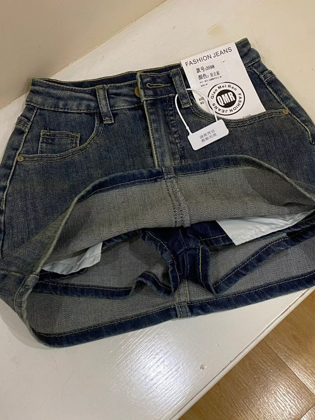 Retro Blue High Waist Slimming Denim Skirt For Women