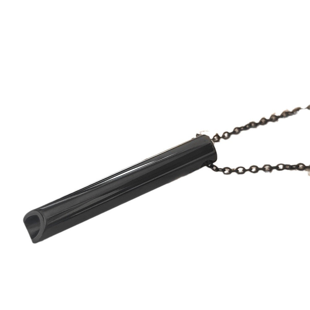 Sifflet en acier titane méditation Samma-sati respiration décompression anxiété Yoga collier pendentif en acier inoxydable