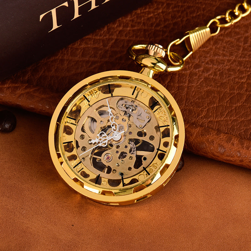 Retro Bronze Steampunk Quartz Pocket Watch Stainless Steel Chain Necklace 30cm For Men For Women With Gift Box - Vintage Unique Elegant Unisex
