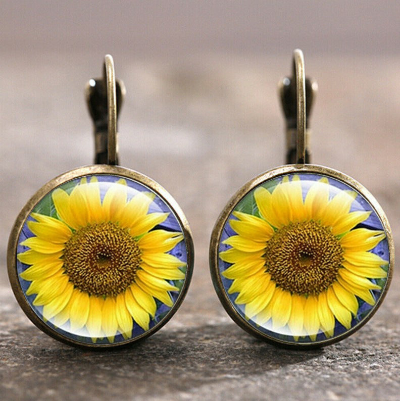 New Time Stone Pendant Moon Angel Earrings