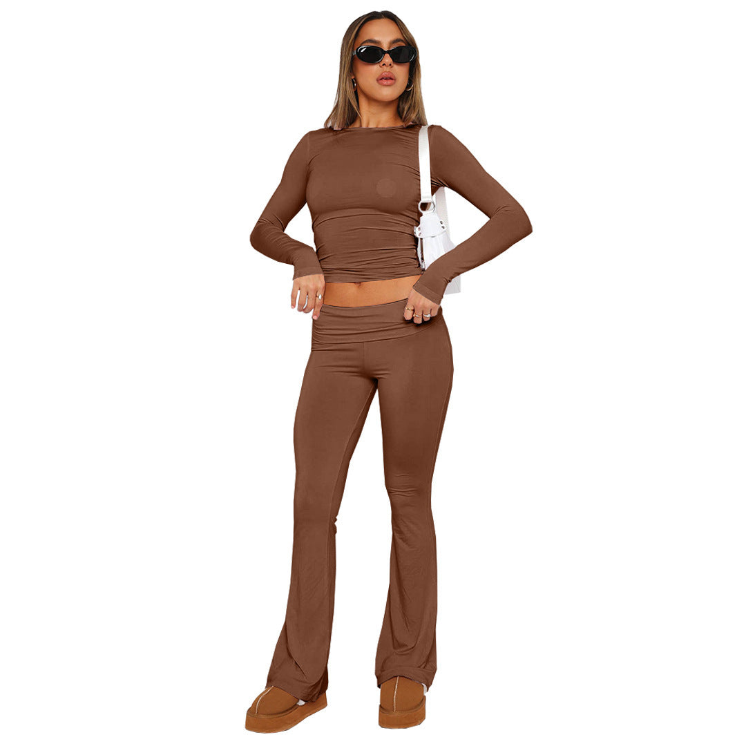 Pantalon à cloche taille basse pour femme
