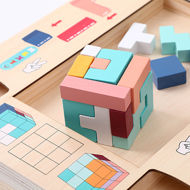 Puzzle éducatif en bois pour enfants, jouet en trois dimensions, éducation précoce