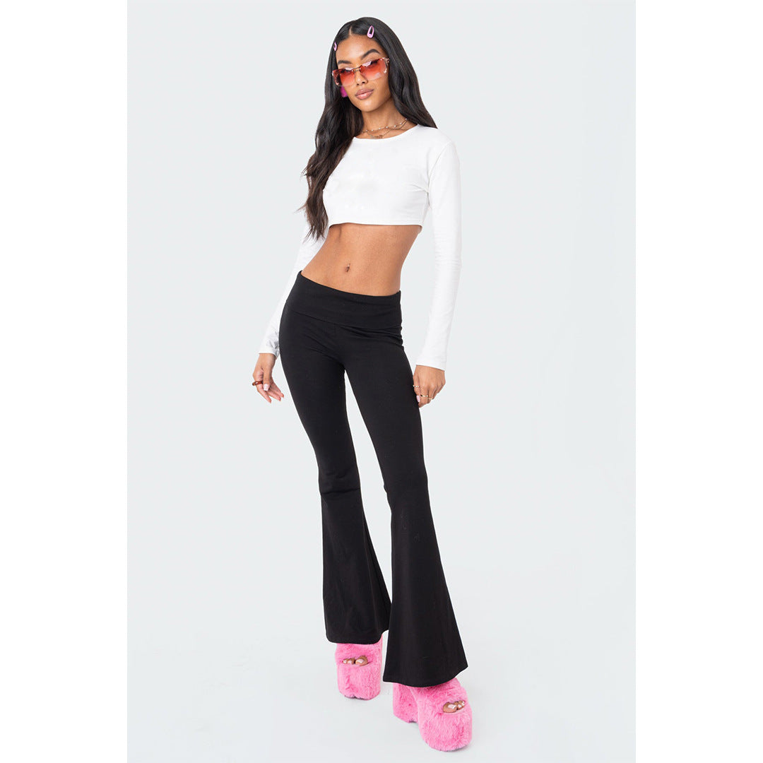 Pantalon à cloche taille basse pour femme
