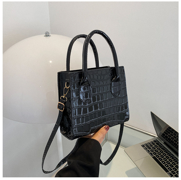 Dammode Enkel enfärgad Crossbody-väska i stenmönster