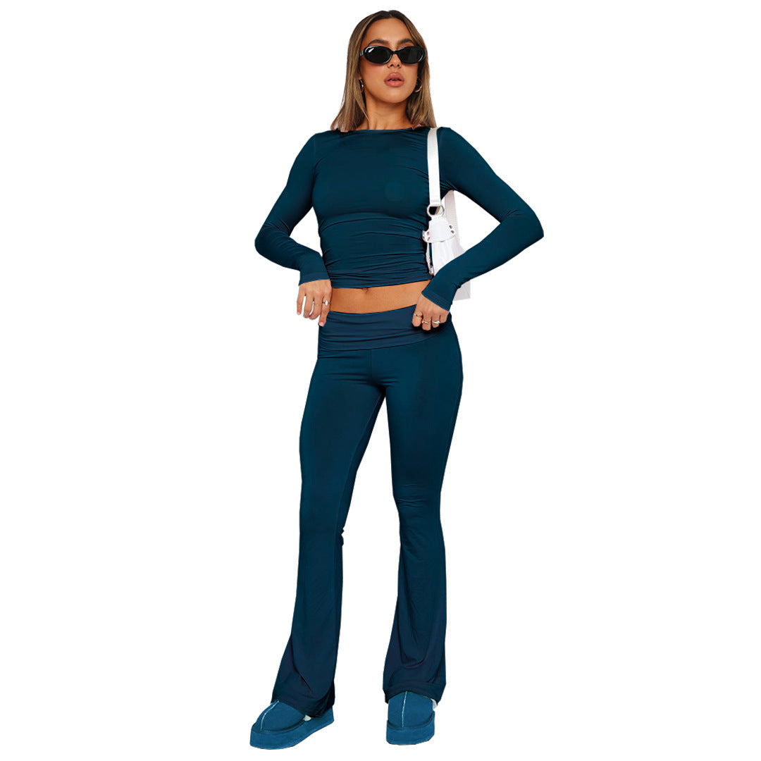 Pantalon à cloche taille basse pour femme