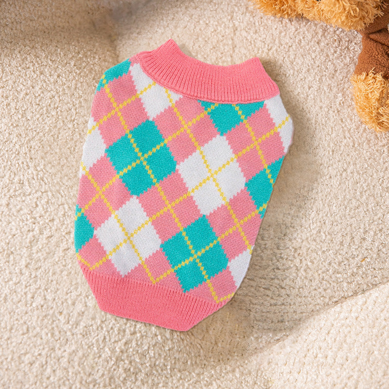 Pull tricoté à rayures pour chien, Cardigan, vêtements