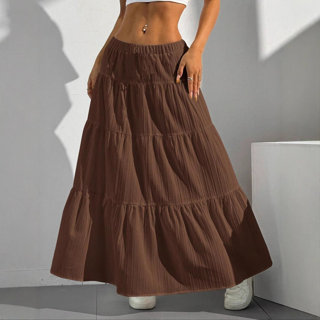 Professional White Lace-Up Large Swing Umbrella Skirt - Polyester Princess Style (4 Colors, S-XL, Fresh Sweet)