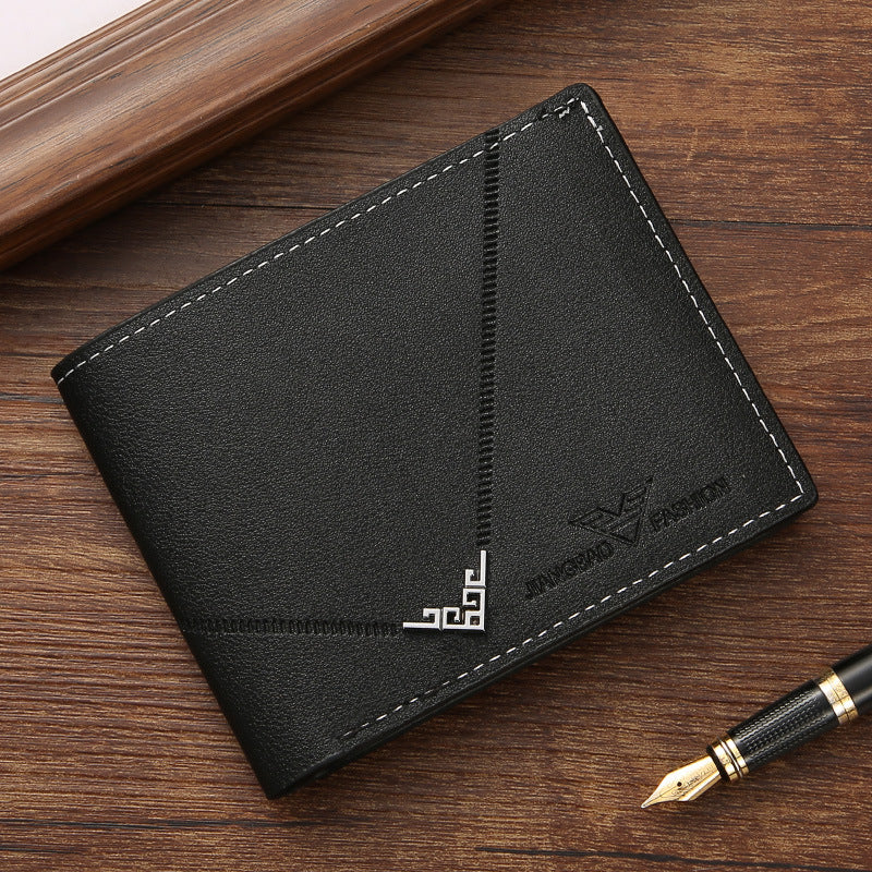Portefeuille court à motif litchi multi-cartes pour hommes Simplicity Fashion