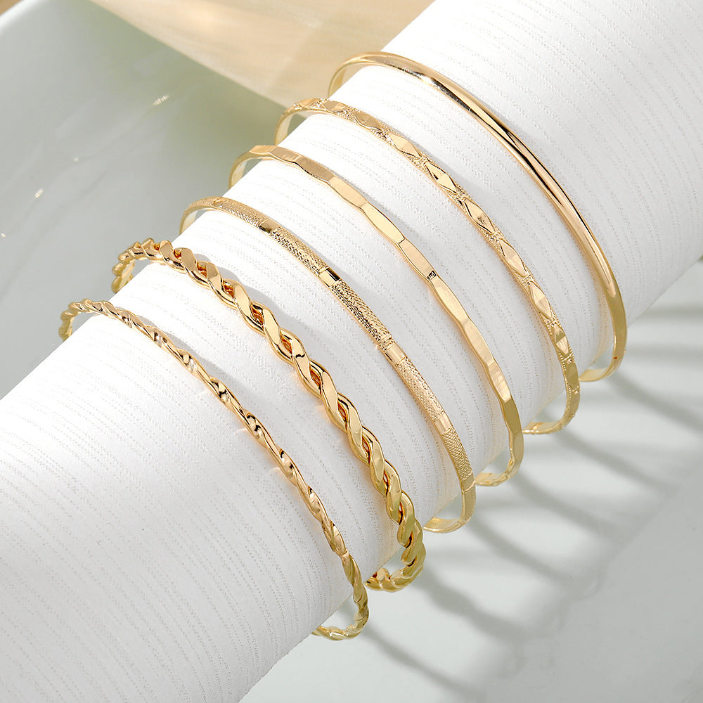 Bohemian Metal Chain Armband Set För Kvinnor Geometrisk Guld Färg Tjock länkkedja Armband Kvinnliga Modesmycken