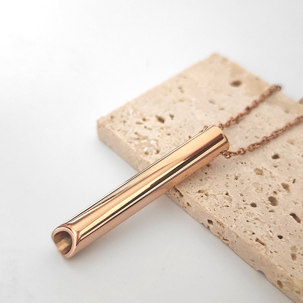 Sifflet en acier titane méditation Samma-sati respiration décompression anxiété Yoga collier pendentif en acier inoxydable