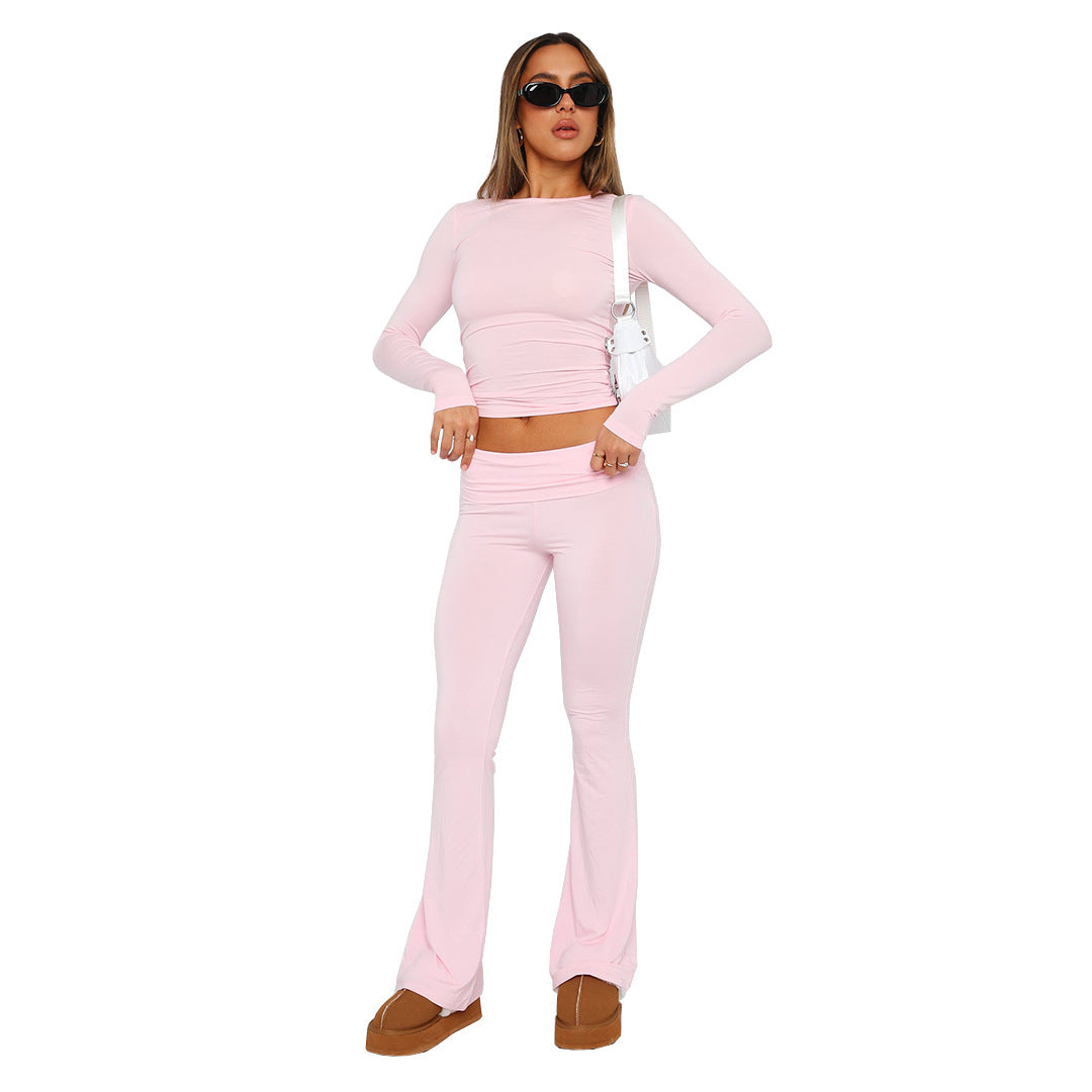 Pantalon à cloche taille basse pour femme