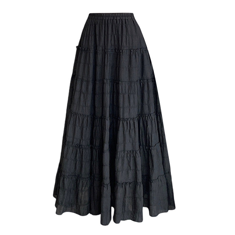 Multi-layer Wooden Ear Stitching Tiered Skirt