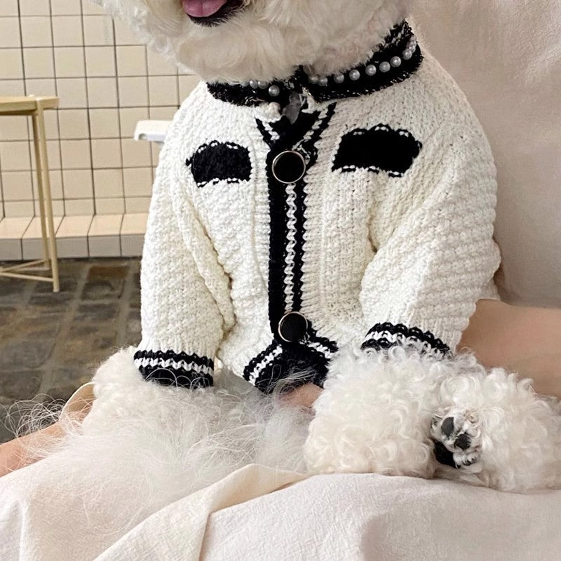 Pull tricoté à rayures pour chien, Cardigan, vêtements