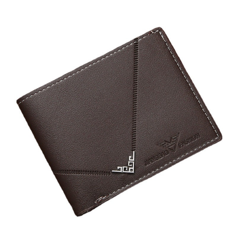 Portefeuille court à motif litchi multi-cartes pour hommes Simplicity Fashion