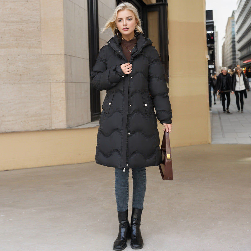 Veste d'hiver mi-longue en duvet de coton pour femme