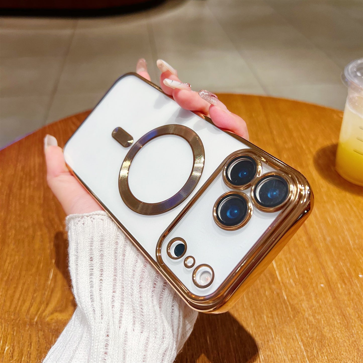 Phone Case Magnetic Suction With Tail Electroplating Transparent Lens Protector