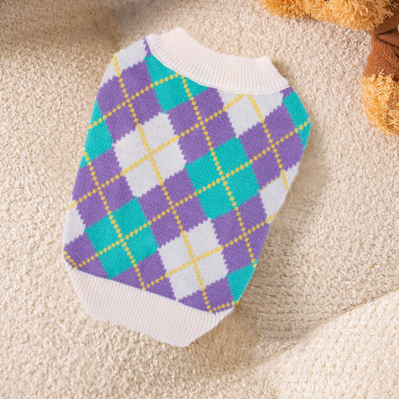 Pull tricoté à rayures pour chien, Cardigan, vêtements