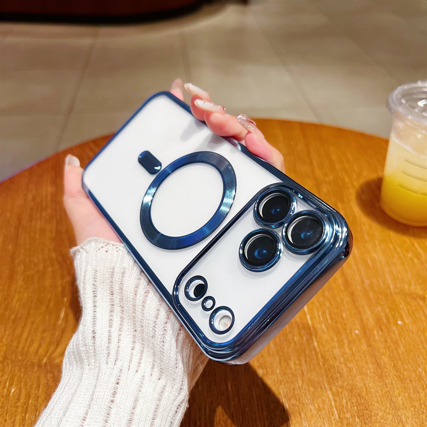 Phone Case Magnetic Suction With Tail Electroplating Transparent Lens Protector