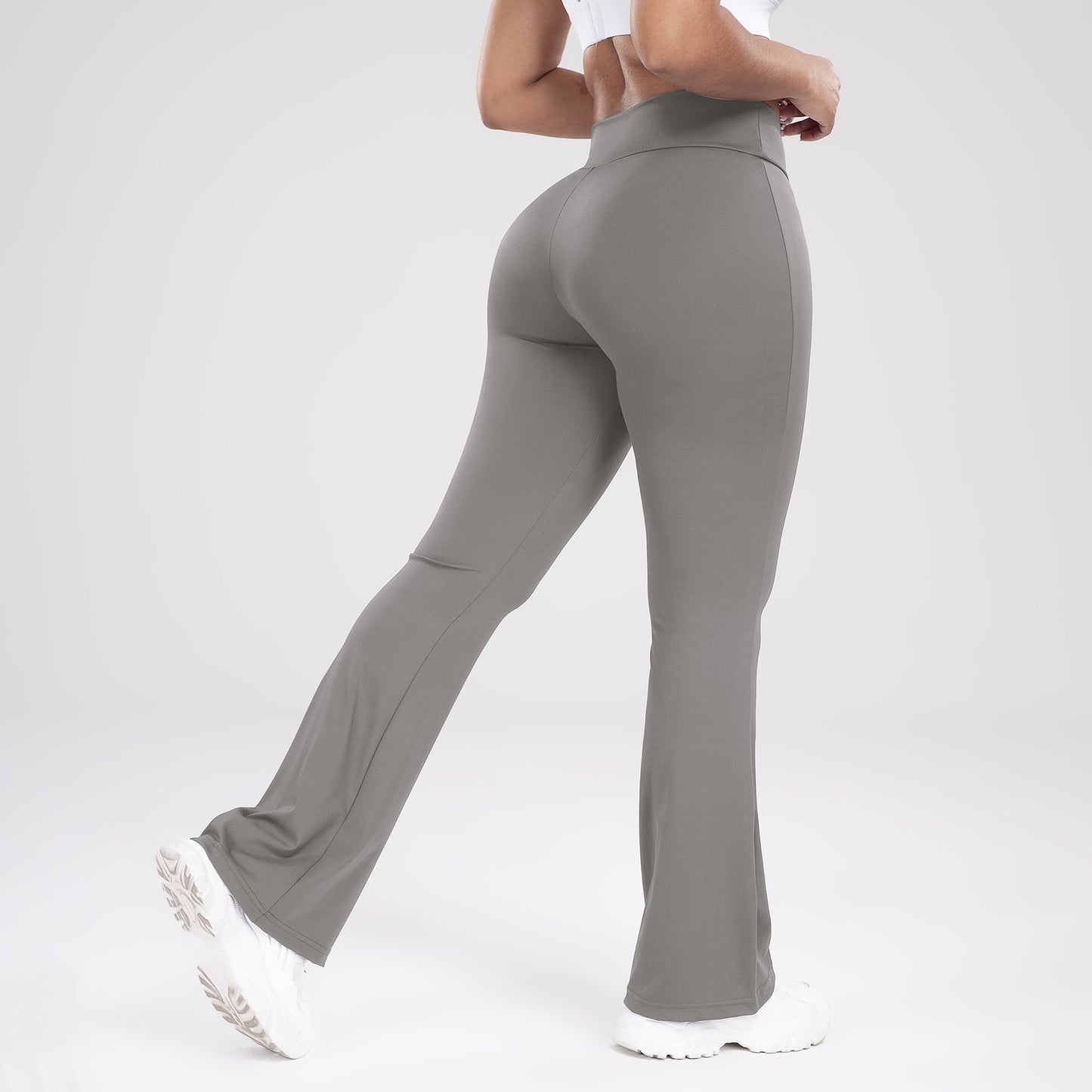 Kors midja sidoficka Fritid Sport Bell-bottom Byxor Slim Fit Yoga Byxor Dam