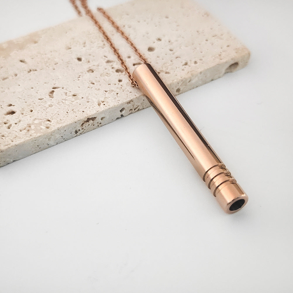 Sifflet en acier titane méditation Samma-sati respiration décompression anxiété Yoga collier pendentif en acier inoxydable