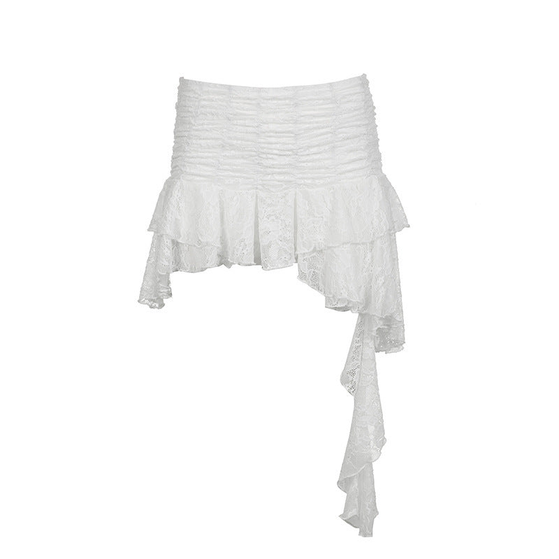 Professional Irregular Hem Wavy Lace Stitching Solid Color Skirt - Unique Design (Casual Formal Occasions, Stylish Addition)