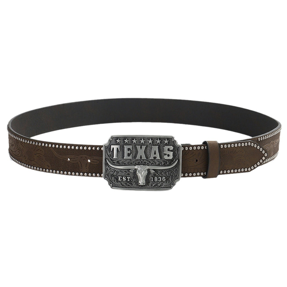 Men's American Retro Cow Head Buckle Western Denim Belt - Authentic Heritage
