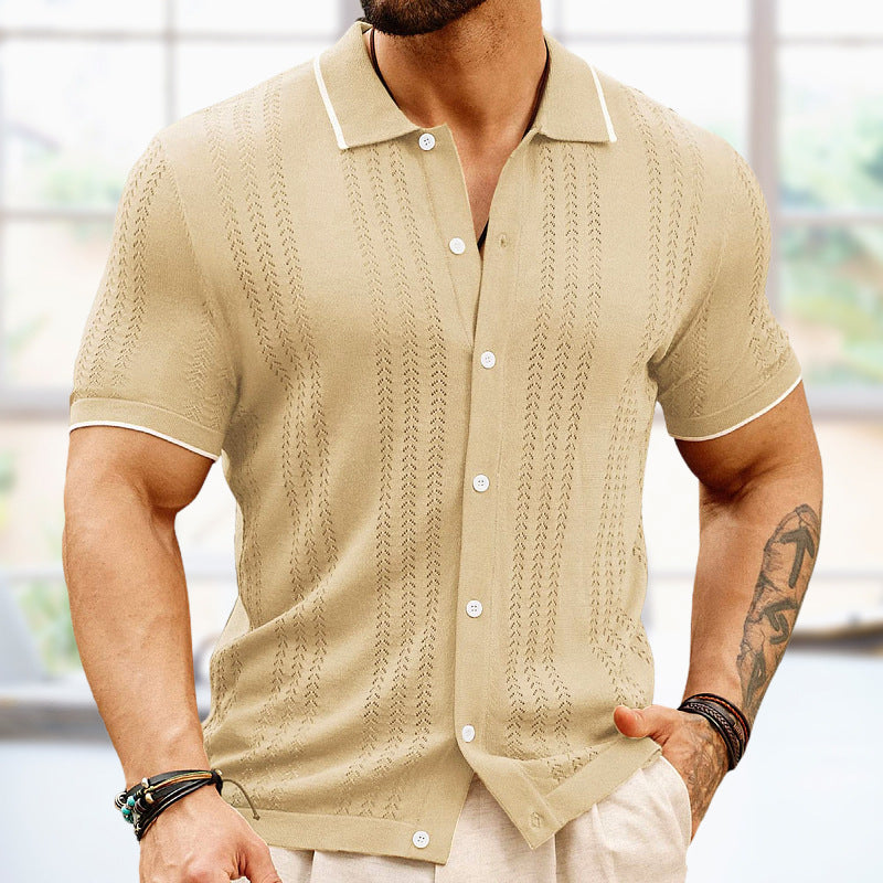 Polo d'été à manches courtes pour hommes, haut à revers avec boutons, vêtements d'affaires à la mode