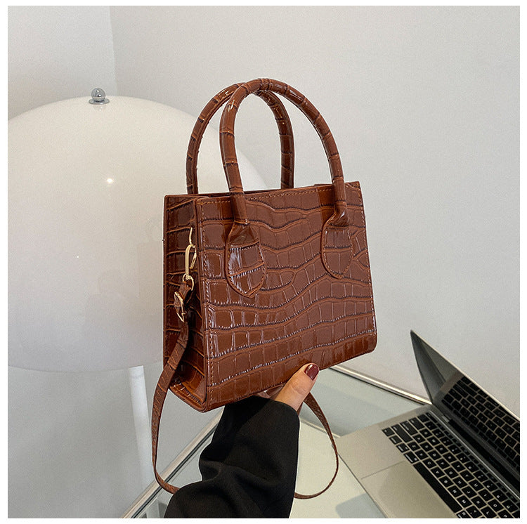 Dammode Enkel enfärgad Crossbody-väska i stenmönster