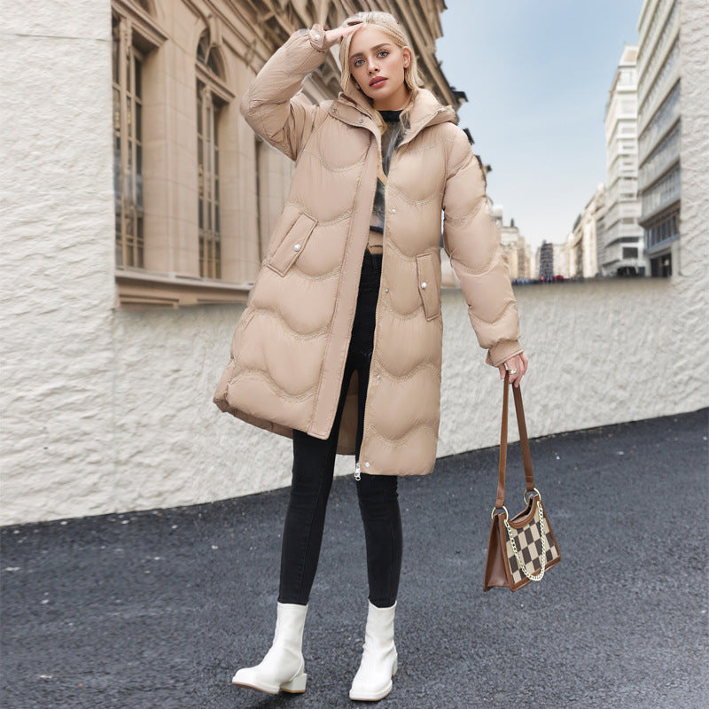 Veste d'hiver mi-longue en duvet de coton pour femme