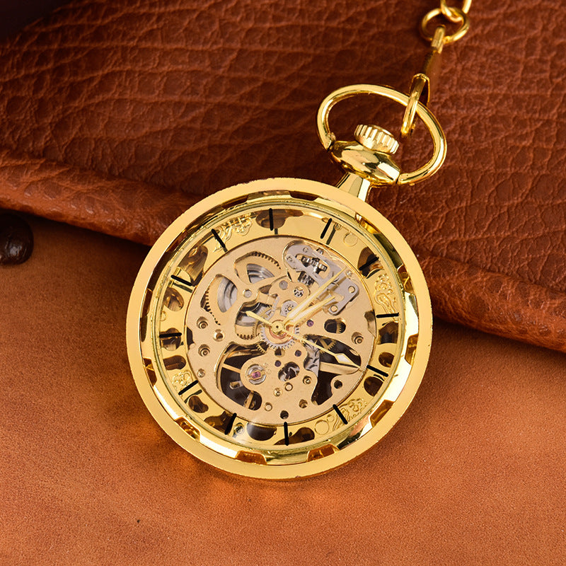 Retro Bronze Steampunk Quartz Pocket Watch Stainless Steel Chain Necklace 30cm For Men For Women With Gift Box - Vintage Unique Elegant Unisex