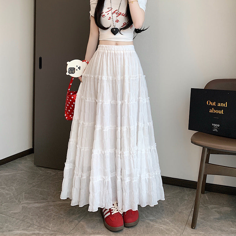Multi-layer Wooden Ear Stitching Tiered Skirt